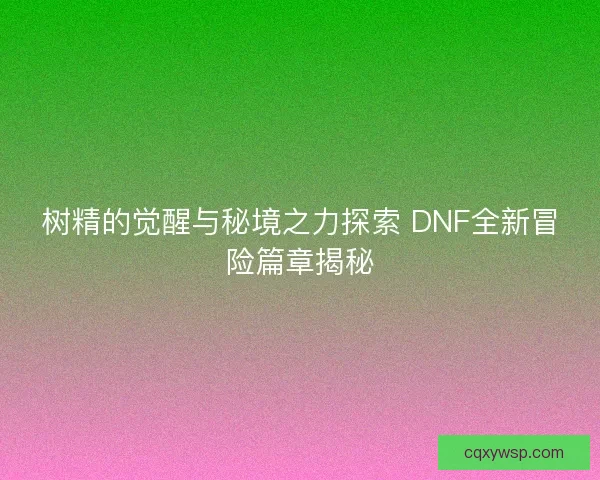 树精的觉醒与秘境之力探索 DNF全新冒险篇章揭秘