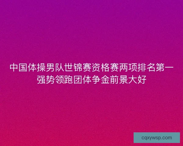 中国体操男队世锦赛资格赛两项排名第一强势领跑团体争金前景大好