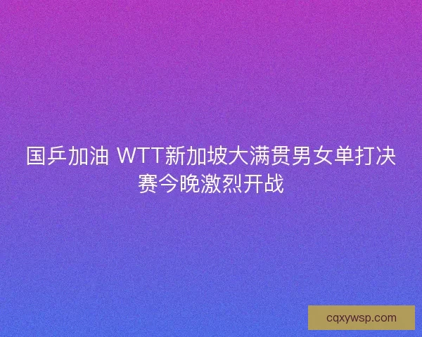 国乒加油 WTT新加坡大满贯男女单打决赛今晚激烈开战