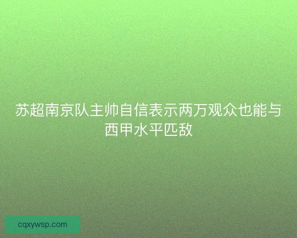 苏超南京队主帅自信表示两万观众也能与西甲水平匹敌